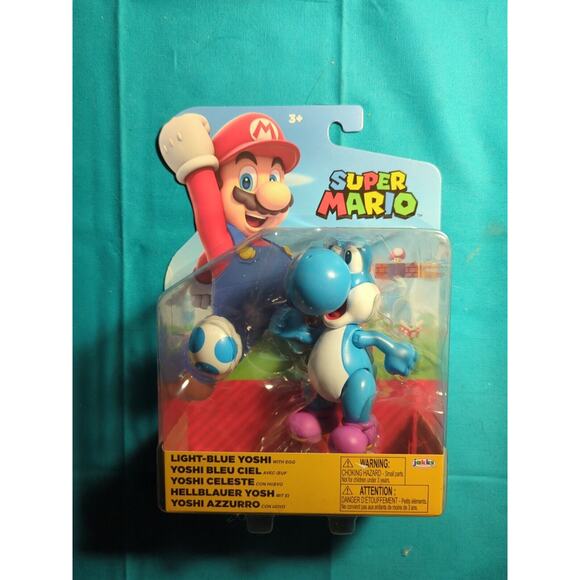 Jakks Pacific Nintendo Super Mario - Light-Blue Yoshi + Egg 4" Action Figure - Picture 1 of 3